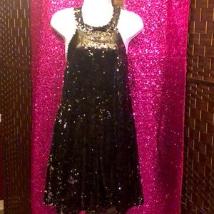 Black & Silver Halter Sequin Dress